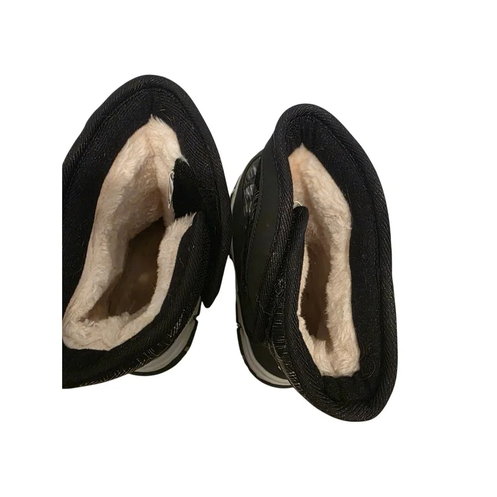 Hobibear Kids Snow Boots Black Grey Faux Fur Lined Winter Size 2